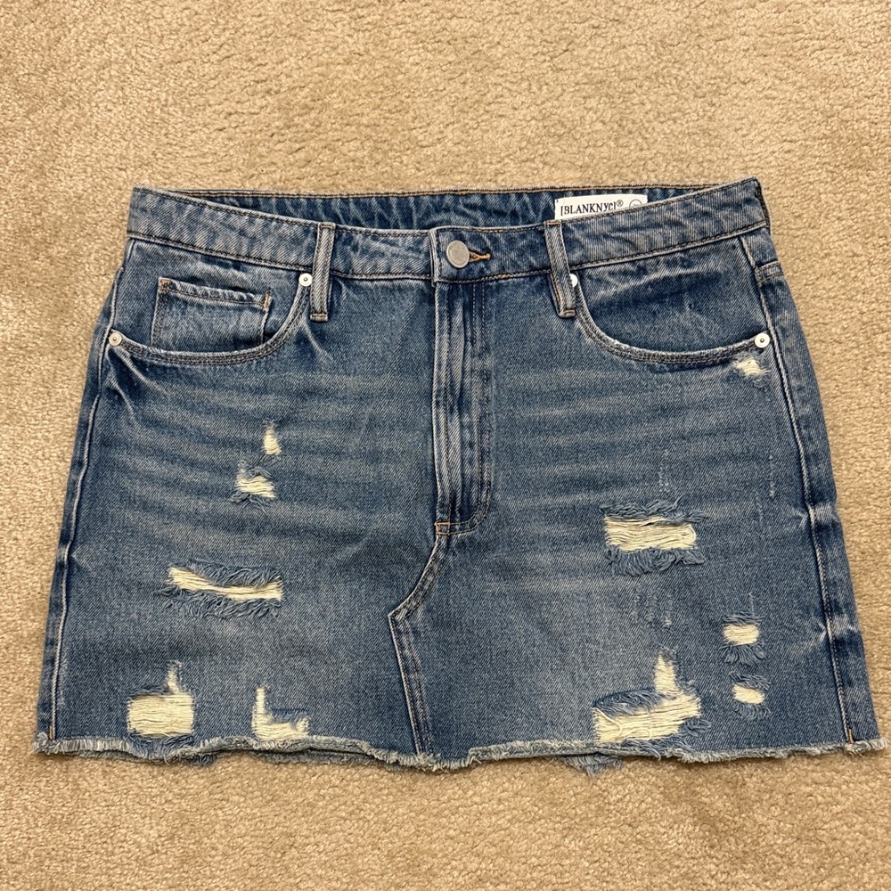 Blank NYC Women's Ripped Mini Skirt - Blue